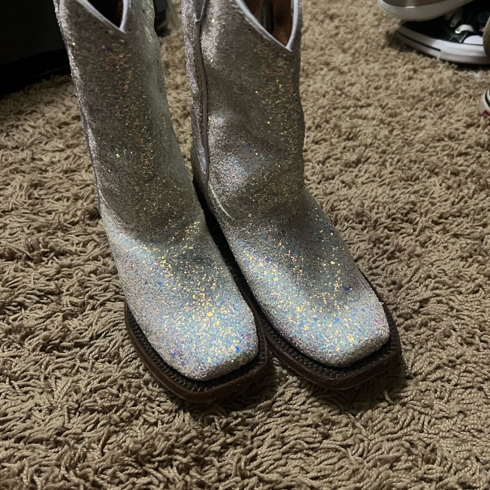 Glittery Silver Kids Boots